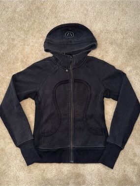Lululemon Athletica Scuba Full Zip Up Hoodie Black Workout Jacket Women's Size 6